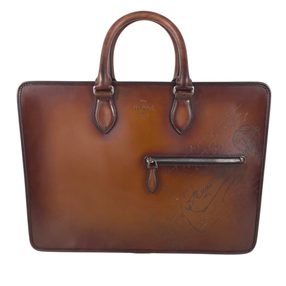 Berluti Deux Jours Briefcase OS Mens Cacao Brown Scritto Venezia Leather $4700